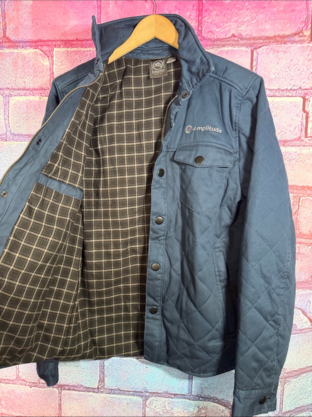 Stormtech Amplitude Quilted Jacket Men’s Small Blue Hooded Snap Zip Coat - Picture 4 of 13
